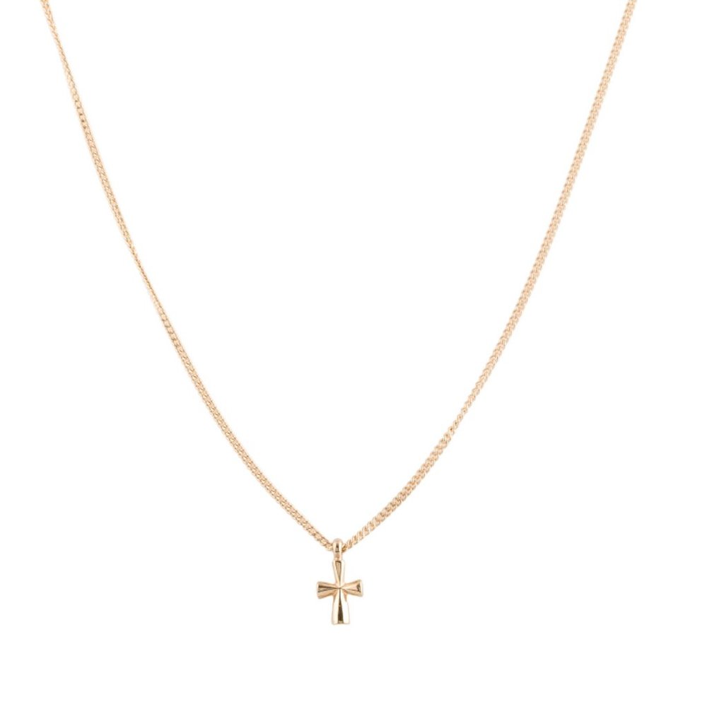 14K 585 YELLOW GOLD CROSS PENDANT NECKLACE